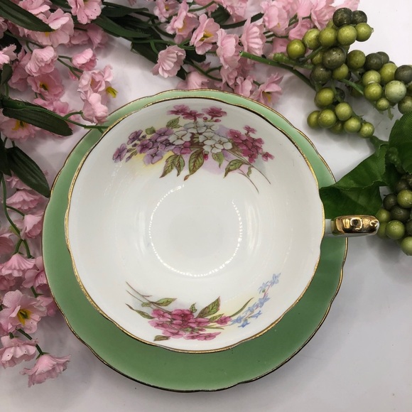 1945-1966 Shelley 0452/55 Fine Bone China Teacup & Saucer, Widemouth, Pale Green - Picture 8 of 10